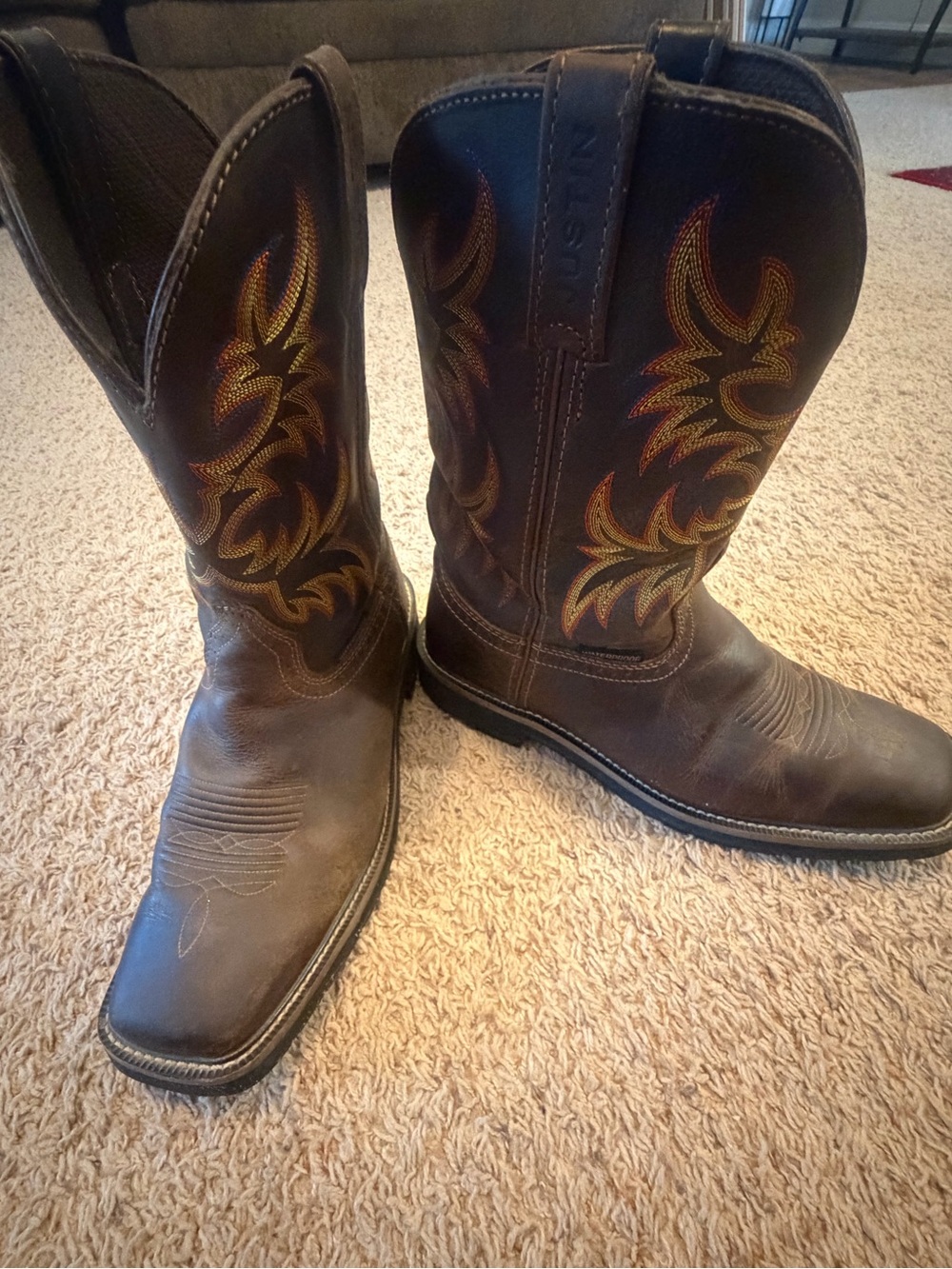 Justin Boots Brown Leather Western Work Boots EH